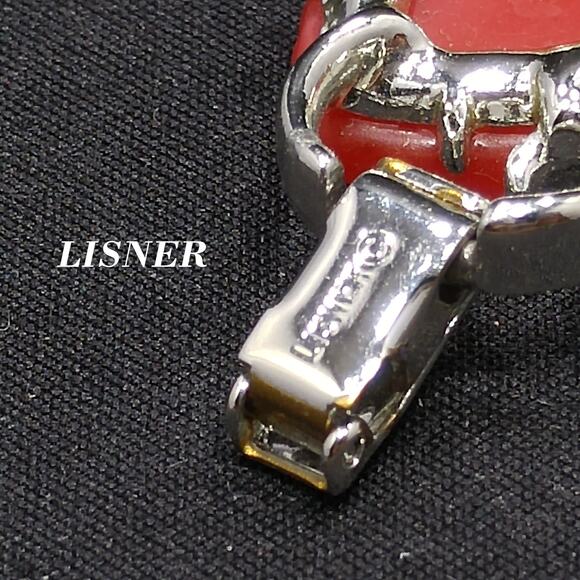 Lisner Red Lucite Leaves Bracelet, Silver Tone, 1950s Vintage Jewelry - Picture 4 of 10